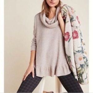 Anthropologie Maeve Addie Ruffled Hacci Cowl Neck Pullover Sweater